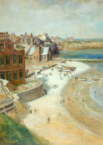 Cullercoats, Northumberland, 1910 (olej, tužka a wc na kartě)
